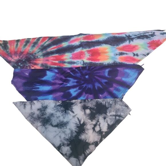 Doggie Tie-dye Bandanas "Boys Collection" Cotton Set of 3 Fits Sz Sm Med… - Picture 1 of 7